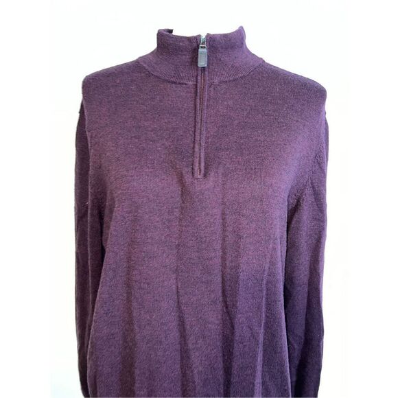 100% Merino Wool Mens Half Zip Large maroon - Picture 1 of 6